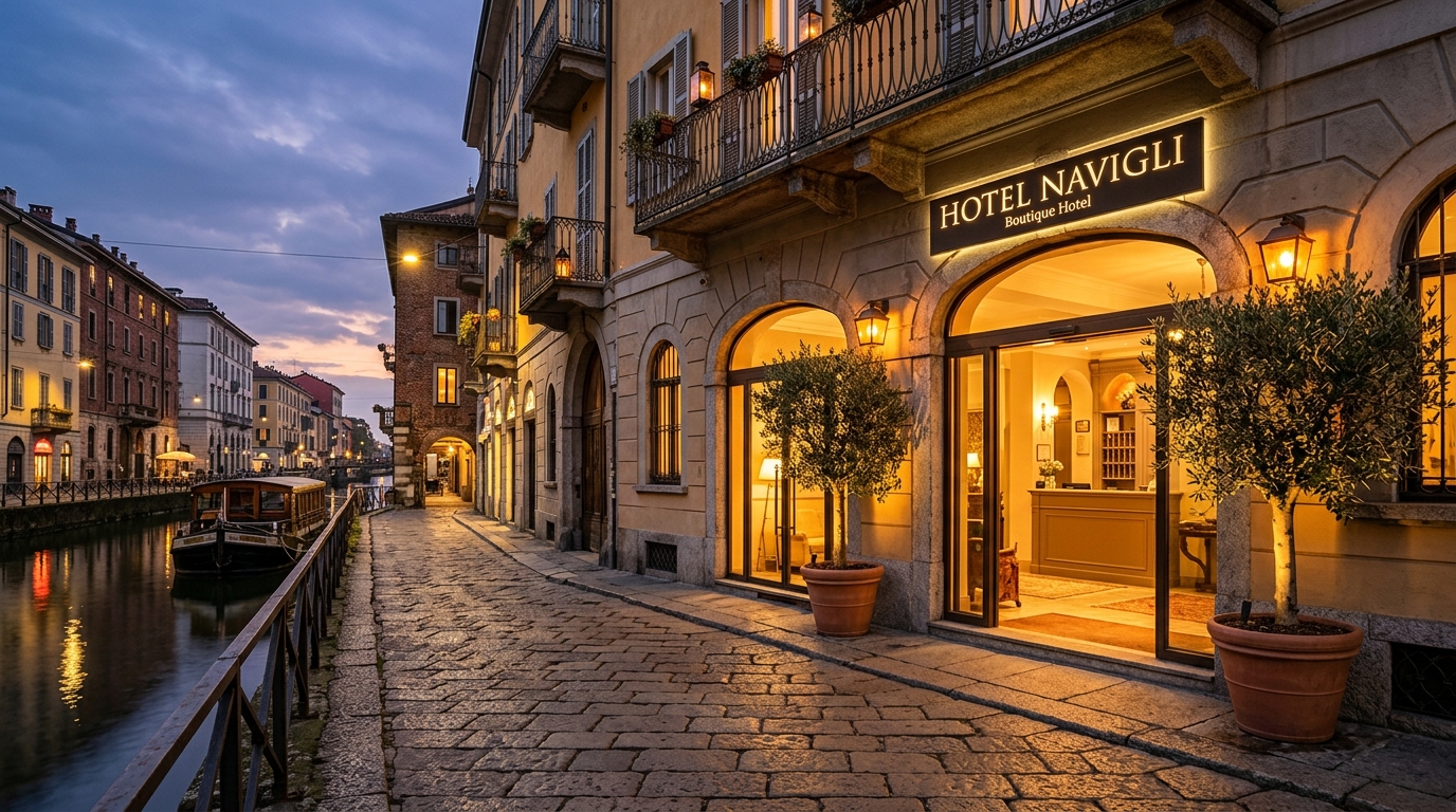 Lume Milan Navigli canal entrance